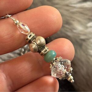 Handcrafted faceted crystal vintage lucite pendant on chain necklace